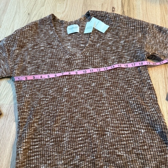 NEW w/ Tags Abercrombie & Fitch Brown Long Sleeve Ribbed Shirt Small Oversized - Picture 5 of 9